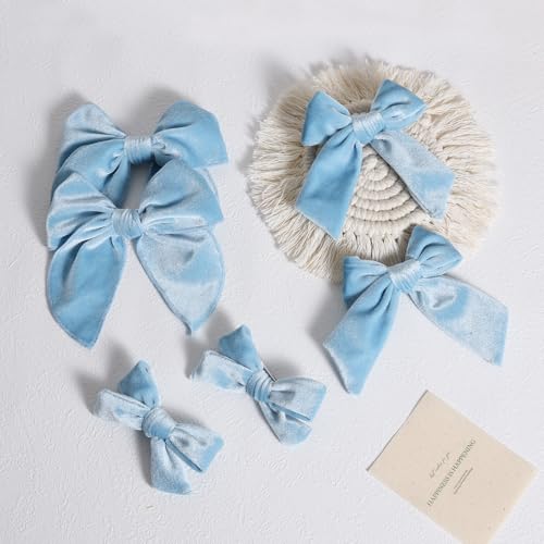 Red Velvet Ribbon Hair Bows 6PCS 3 Styles G4514