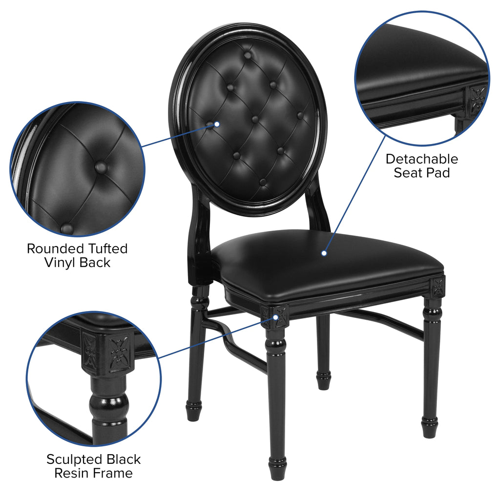 2 Pack Black Vinyl Tufted Back Chair Q9286