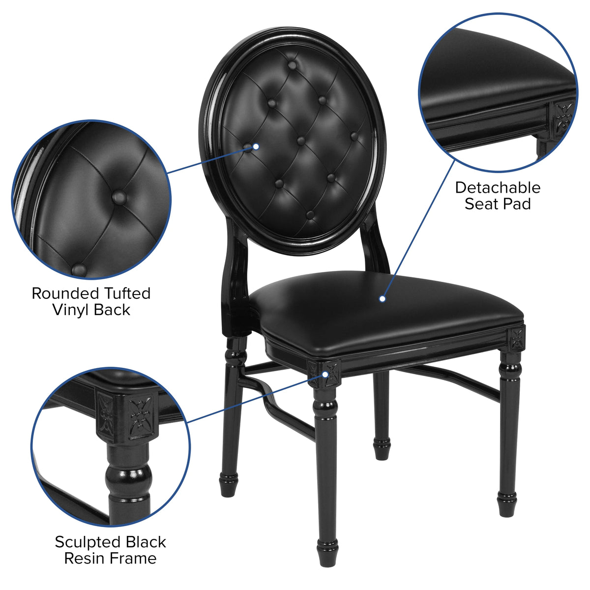 2 Pack Black Vinyl Tufted Back Chair Q9286