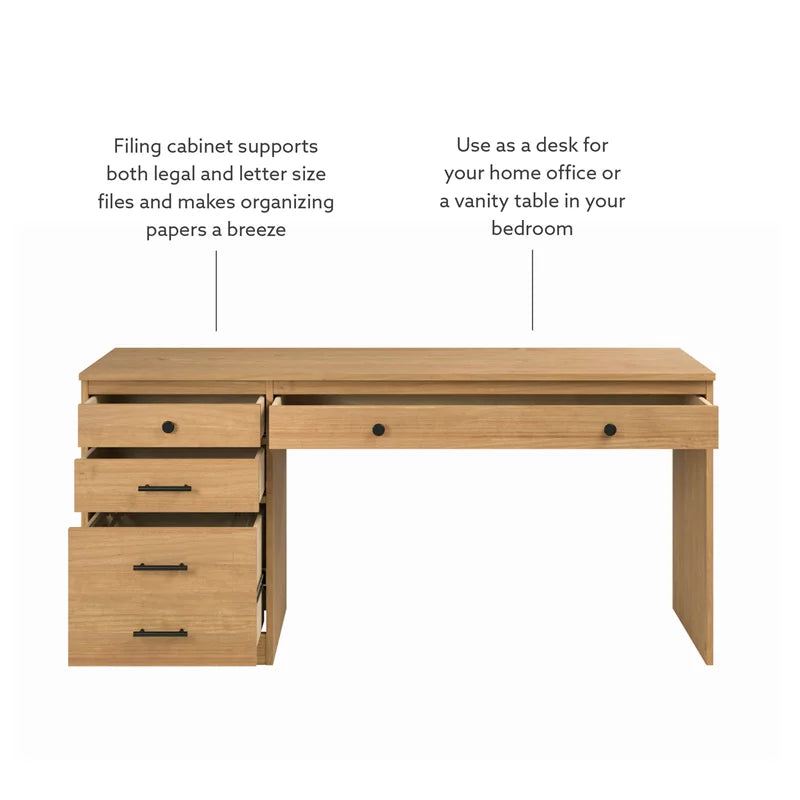 Wood Desk with File Cabinet Z667