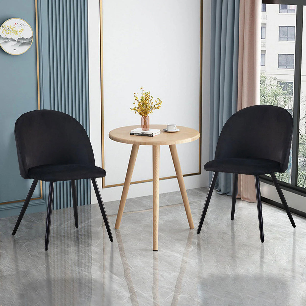 2 Velvet Upholstered Dining Chairs A182