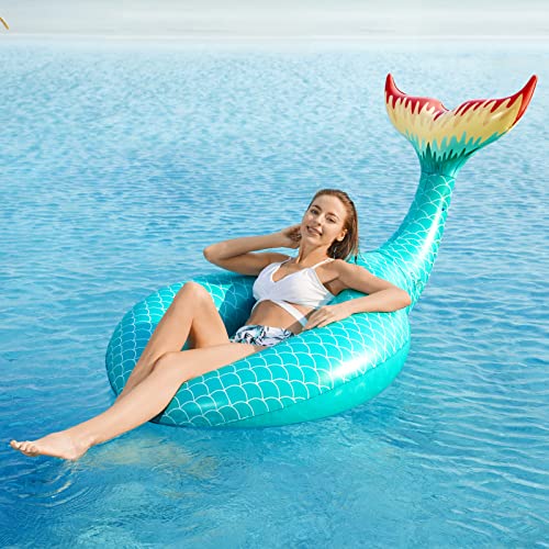 Inflatable Mermaid Tail Pool Float with Fast Valves Green T429