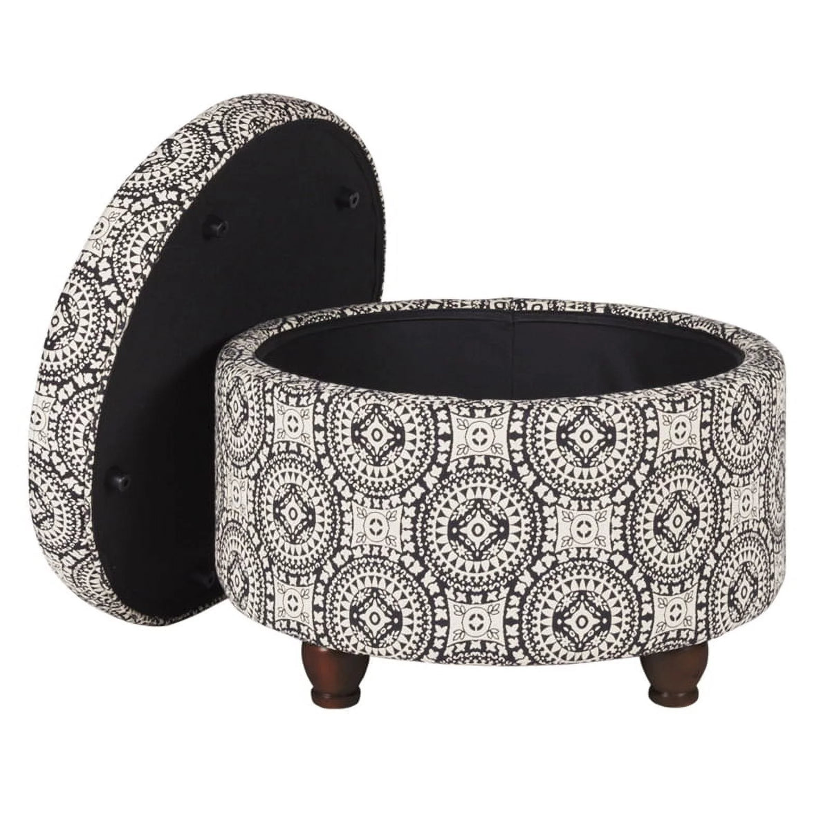 Wooden Ottoman with Fabric Upholstery and Hidden Storage S49244
