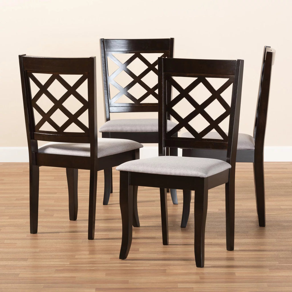 Sand Fabric Dark Brown 2-Piece Dining Chair Set F4607