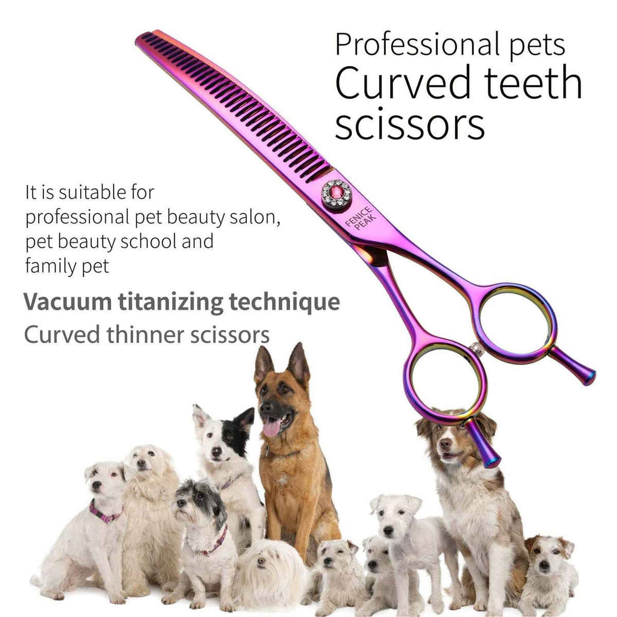 Curved Thinning Pet Grooming Scissors 440C Steel M360943
