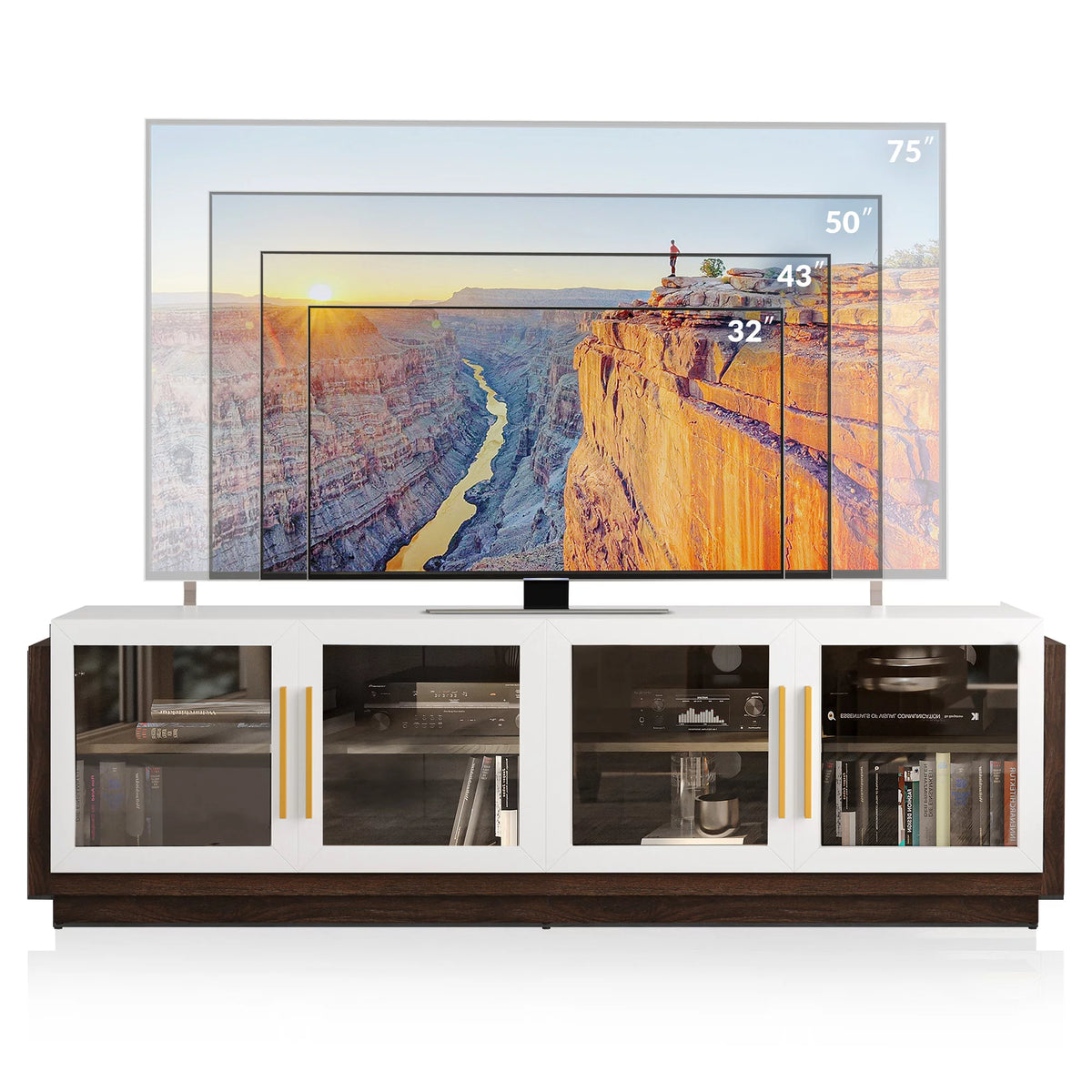 70" Wood TV Stand with Shelves T8694