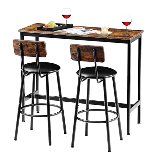 Brown 3 Piece Bar Table and Stools Set of 2 T31071