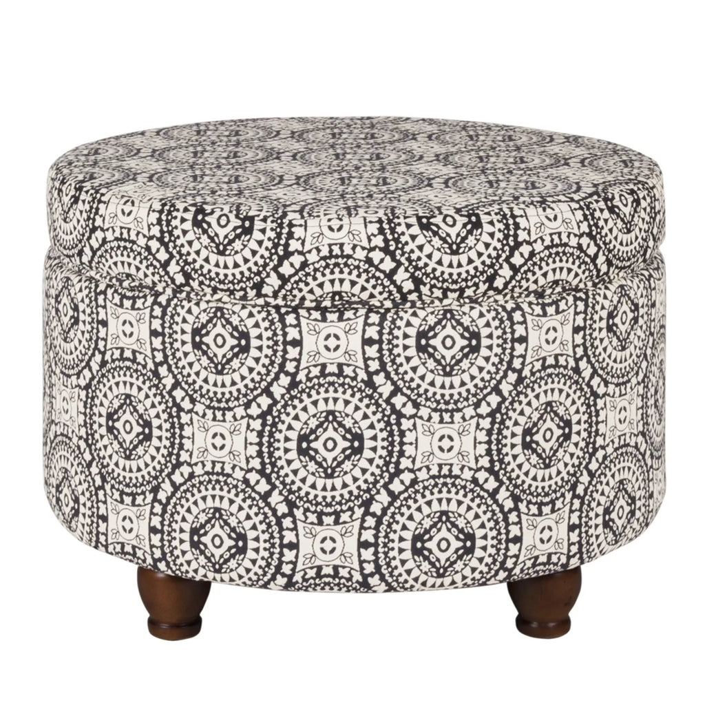 Wooden Ottoman with Fabric Upholstery and Hidden Storage S49244