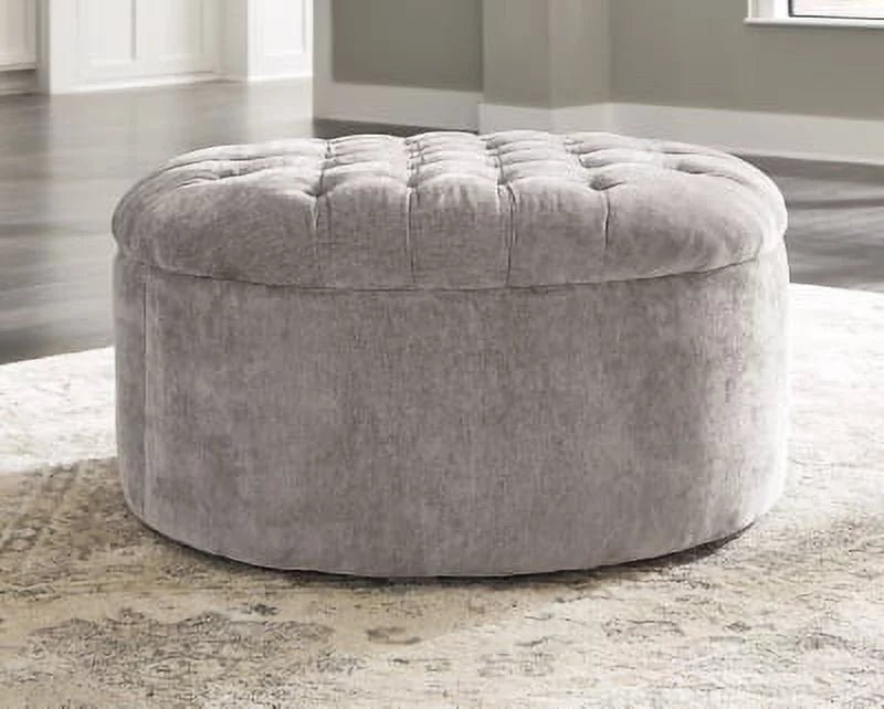 Oversized Chenille Linen Accent Ottoman G5229