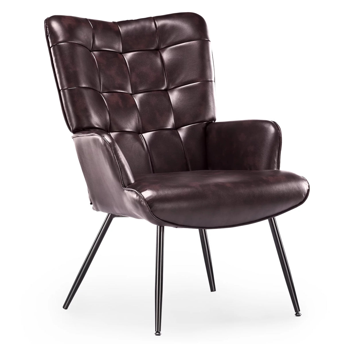 Maroon Faux Leather Wingback Accent Chair V87496