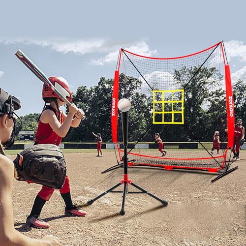 7x7 ft Baseball Net with Batting Tee and Carry Bag O881