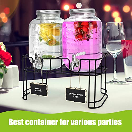 1 Gallon Glass Drink Dispenser with Stand and Stainless Steel Spigot P70010