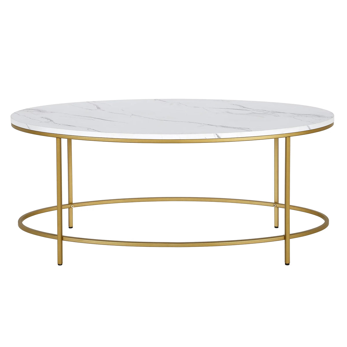 42" Wide Oval Coffee Table with Faux Marble Top N38901
