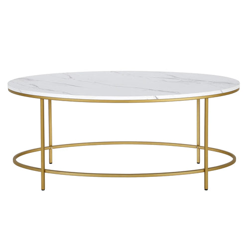 42" Wide Oval Coffee Table with Faux Marble Top N38901
