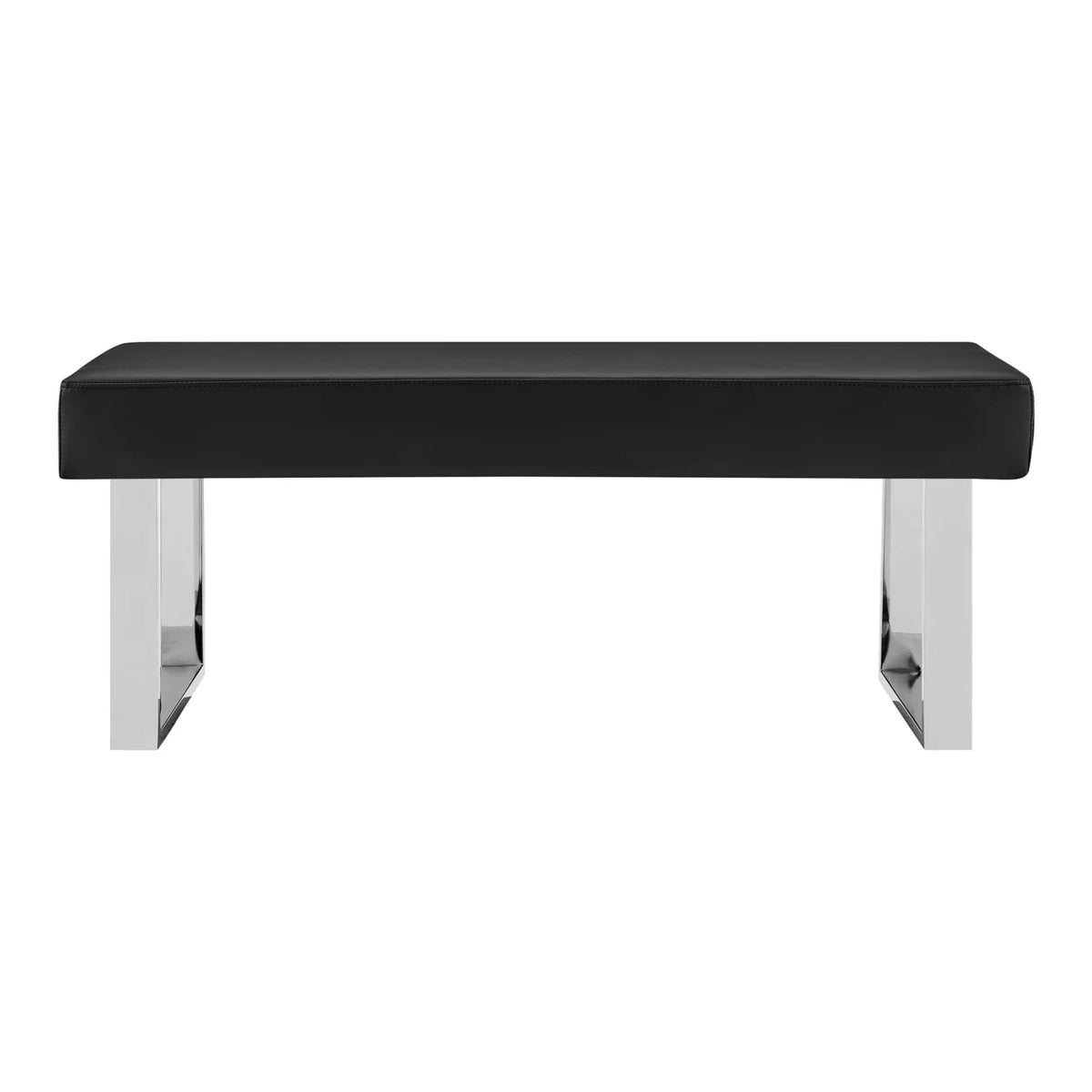 48 Inch Black Leatherette Bench with Metal Frame X200826