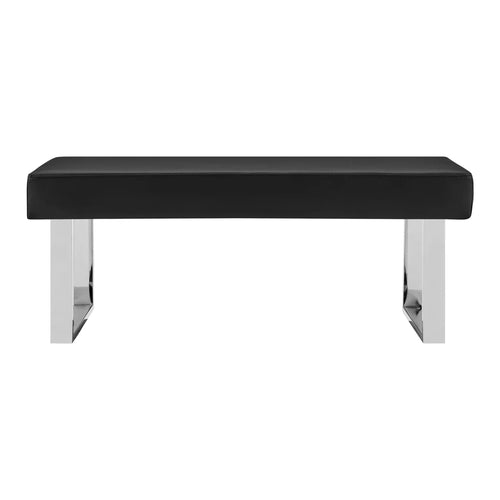 48 Inch Black Leatherette Bench with Metal Frame X200826