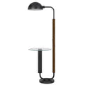Metal & Rubber Wood Floor Lamp with Glass Tray Table & Metal Shade E22063