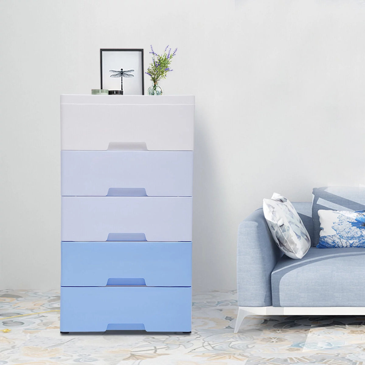 5 Drawers Plastic Storage Cabinet Dresser T4259