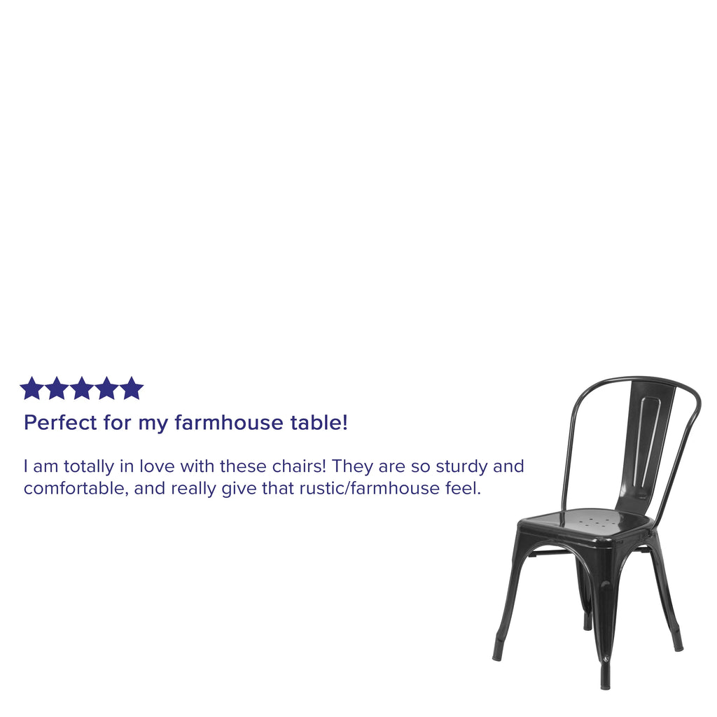 Black Metal Stackable Chair J478