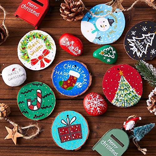 35 Pcs Unfinished Natural Wood Slices with Pre-Drilled Hole E391