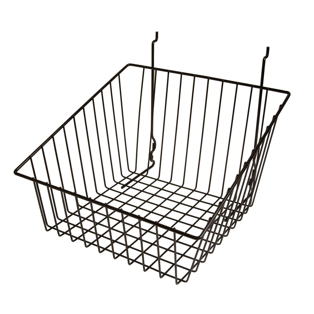 Black Metal Wire Basket for Slatwall, Pegboard or Gridwall, Pack of 6 D301140