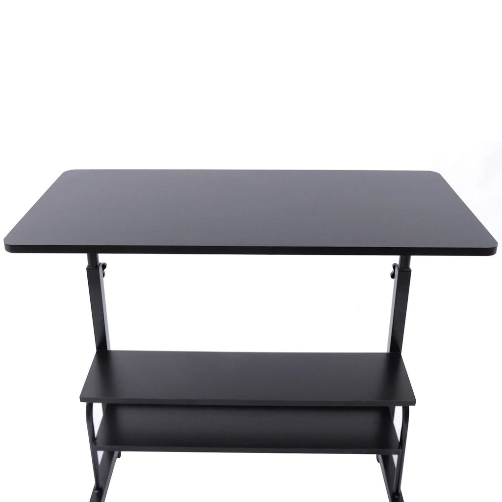 C-Shaped Rolling Sofa Side Table with Shelves Height Adjustable H6826