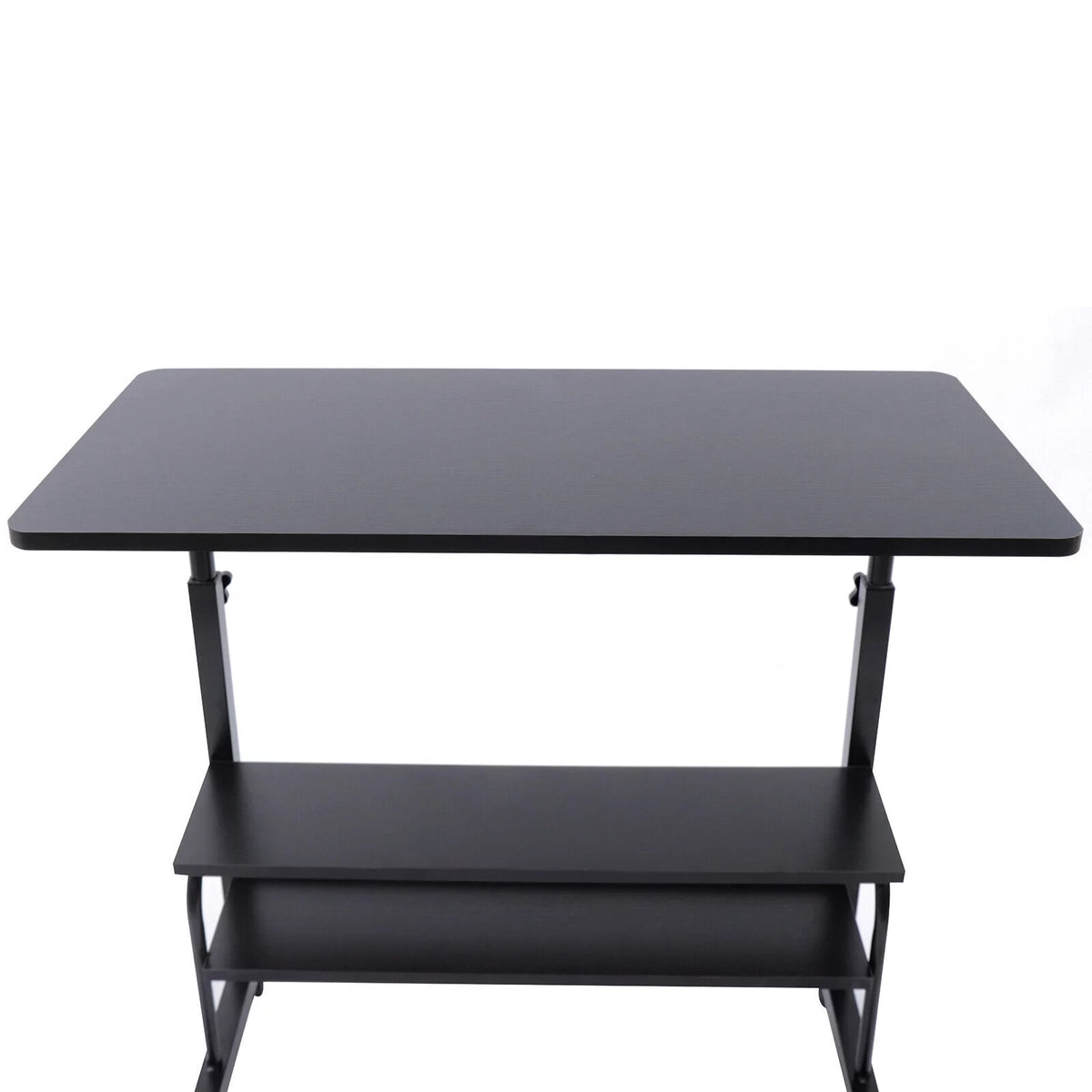 C-Shaped Rolling Sofa Side Table with Shelves Height Adjustable H6826