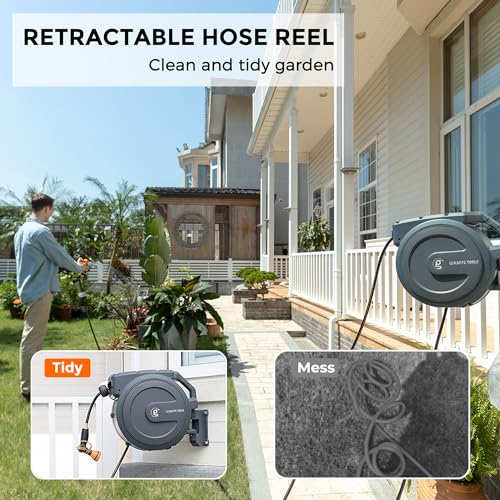 Retractable Garden Hose Reel 1/2" x 100 ft Heavy Duty Dark Grey E350677