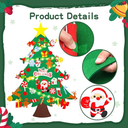 Felt Christmas Tree Set with 41 Ornaments K303