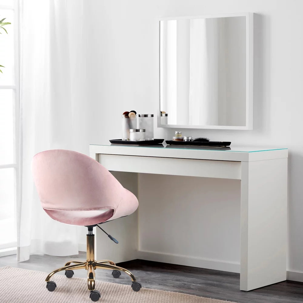 Pink Faux Fur Adjustable Swivel Vanity Chair D585407