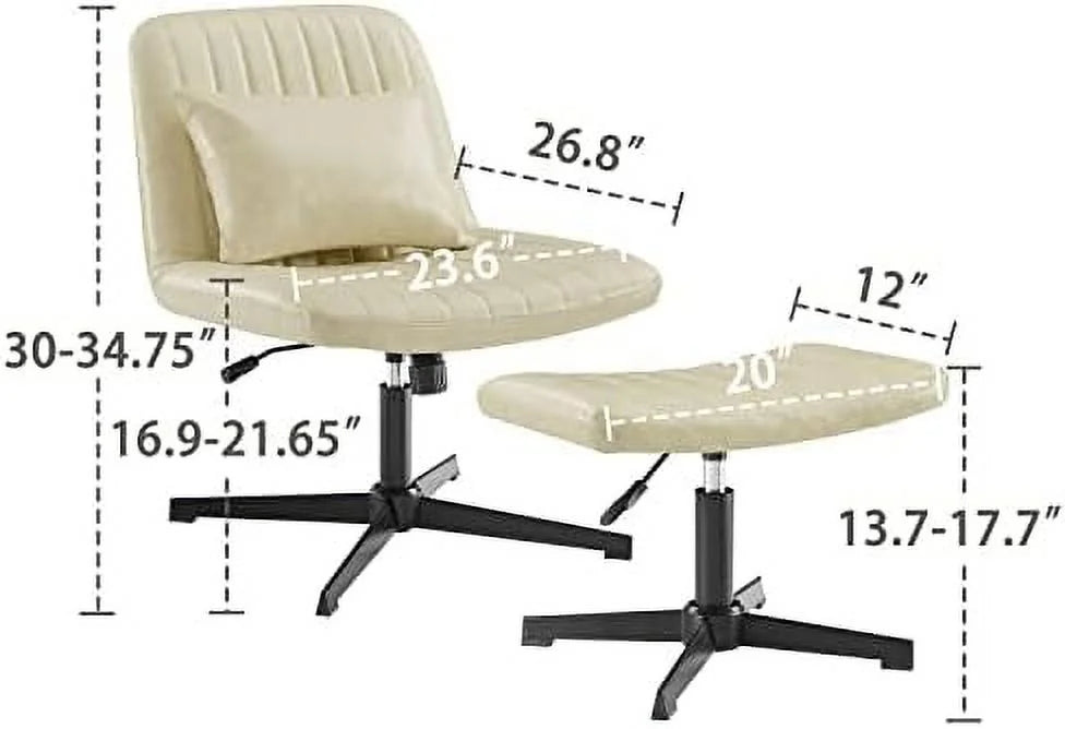 No Wheels Velvet Tufted Rocking Desk Chair with Foot Rest Stool and Lumbar Pillow W586592