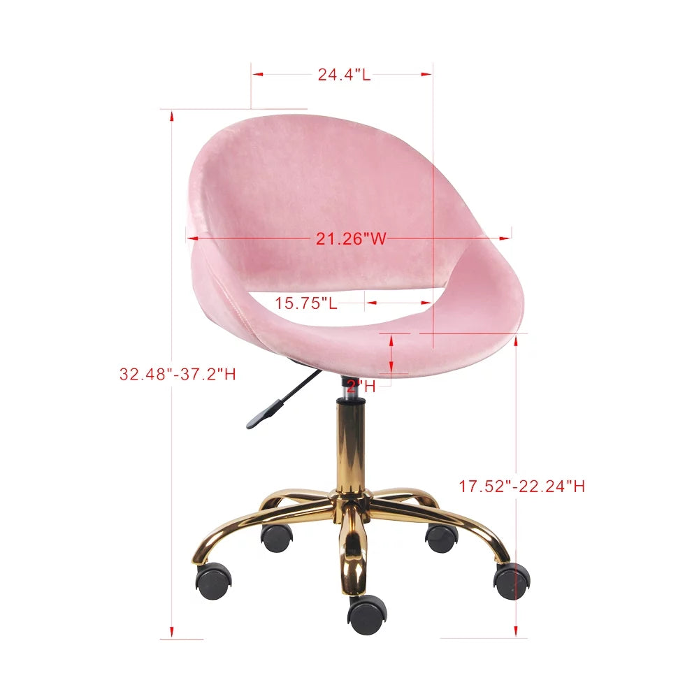 Pink Faux Fur Adjustable Swivel Vanity Chair D585407