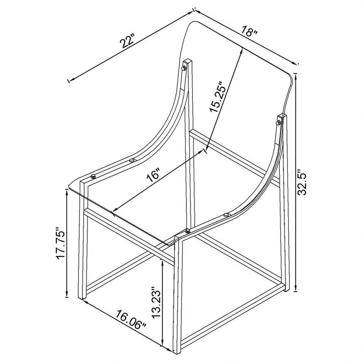 Modern Metal Acrylic Dining Side Chair A5993