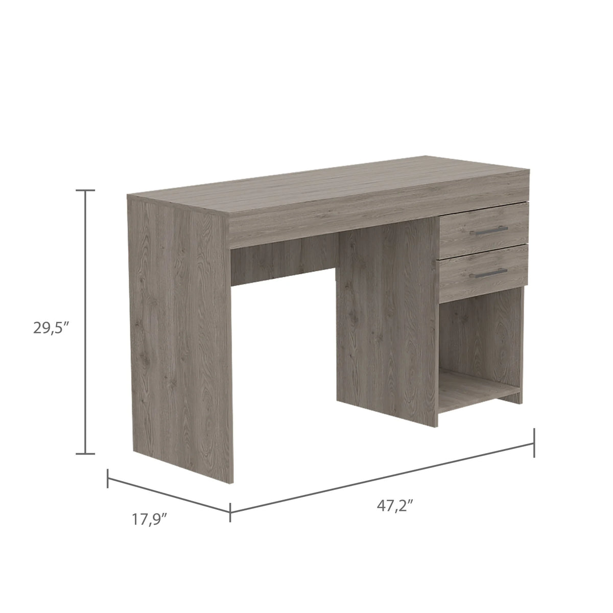 Light Gray Two Drawer Computer Desk with Lower Shelf Q162926