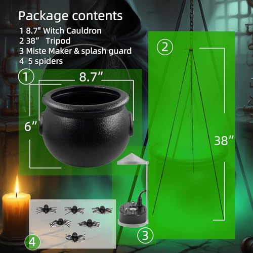Large Witches Cauldron on Tripod with LED Light Candy Bowl Q81642