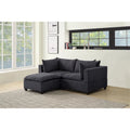 Dark Gray Fabric Sectional Loveseat Ottoman K777013
