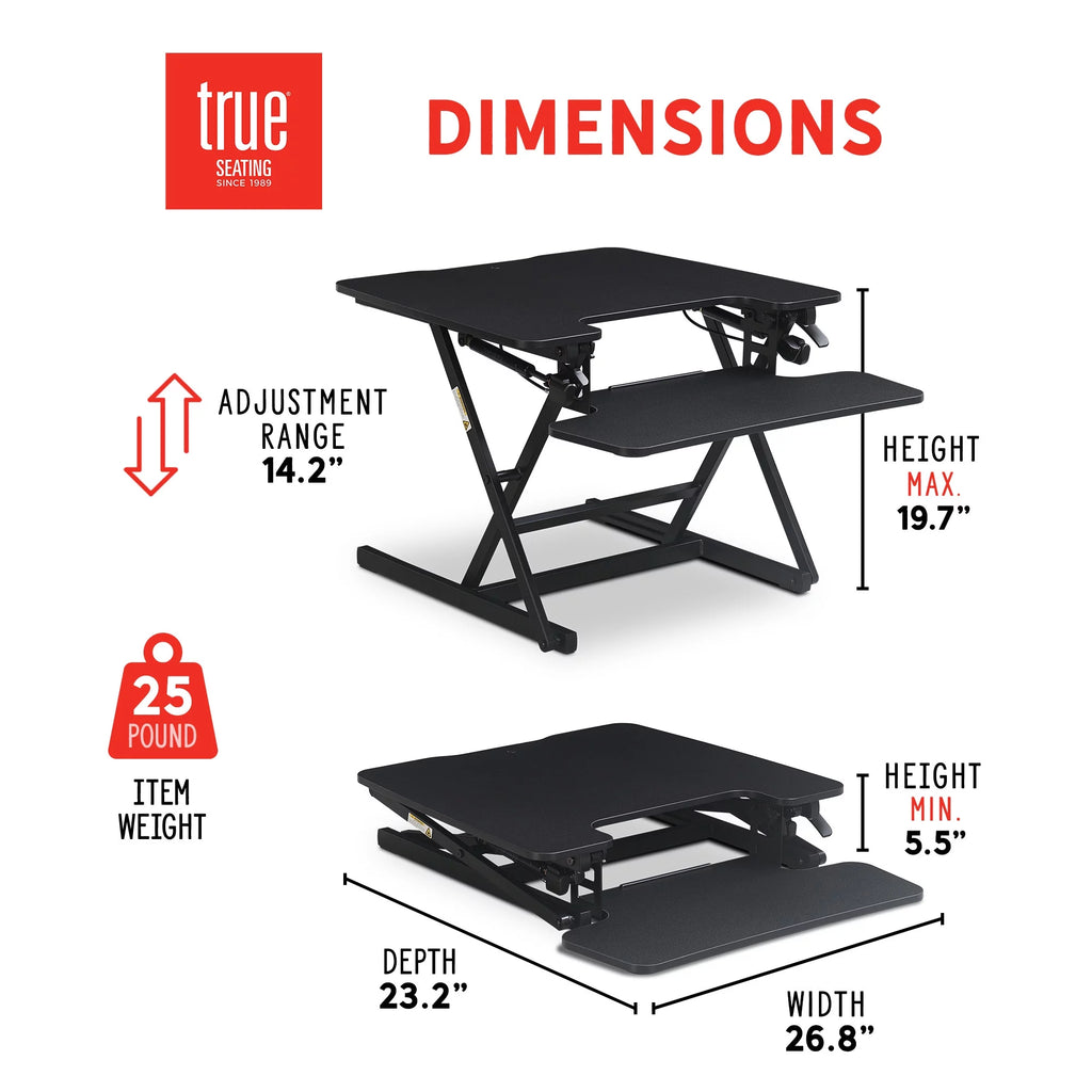 Black Height Adjustable Standing Desk Converter A647