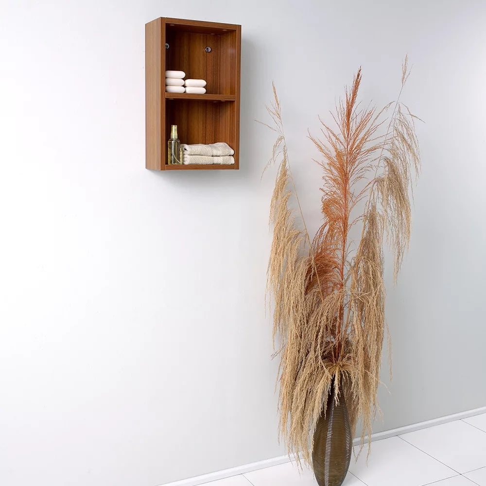Teak Bathroom Linen Side Cabinet with 2 Open Storage Areas Z930909