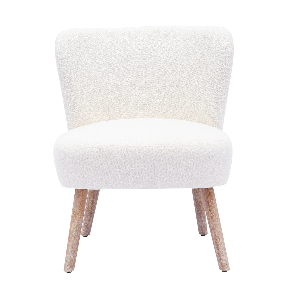 25" Wide Wingback Accent Chair Water and Stain Resistant Boucle Cream O627