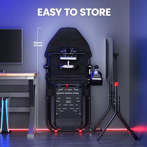 Foldable Racing Simulator Cockpit with TV Stand and Seat N367