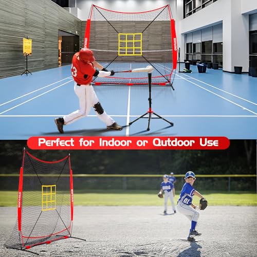 7x7 ft Baseball Net with Batting Tee and Carry Bag O881