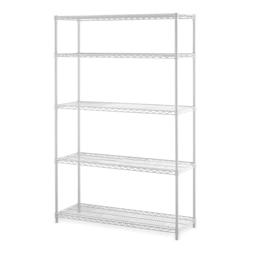 5 Tier Heavy Duty Wire Shelf Unit White 3000 lbs P153