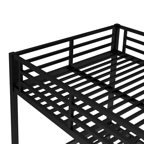 Heavy Duty Black Twin XL Over Twin XL Bunk Bed Frame with Ladder Z1633