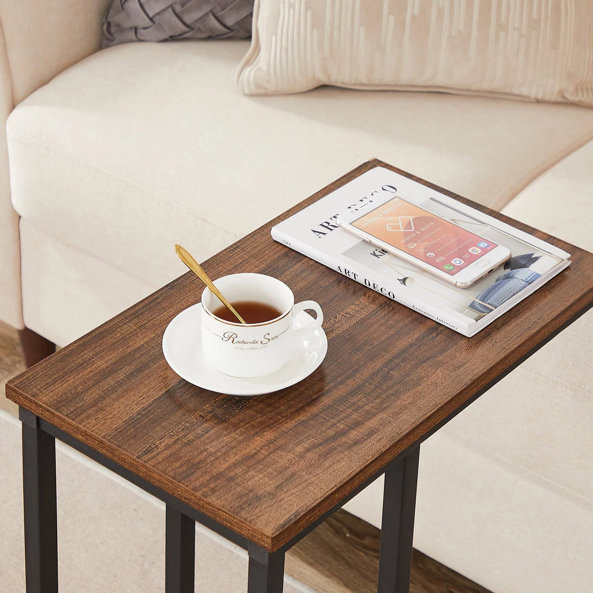 Set of 2 C-Shape Side Table Metal Frame E25872