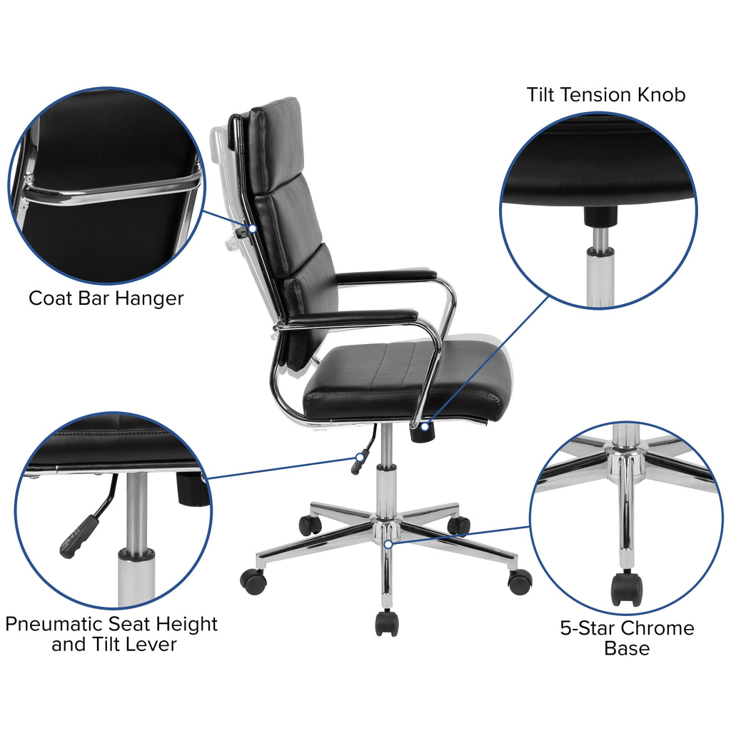 Black Ergonomic Faux Leather Office Chair Q183242