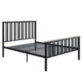 Full Bed with Slatted Metal Frame, MDF Wood, Oak Brown and Black A979196