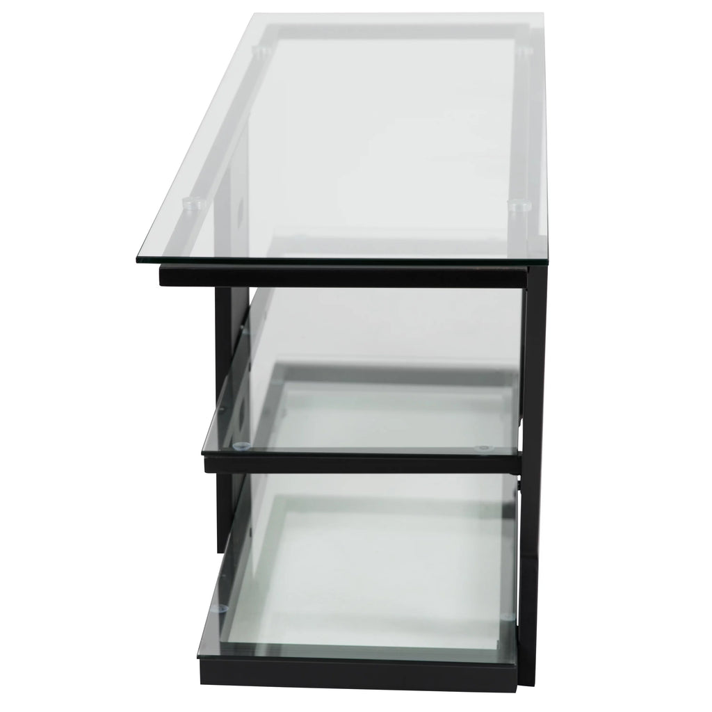 Glass TV Stand with Black Metal Frame G48946