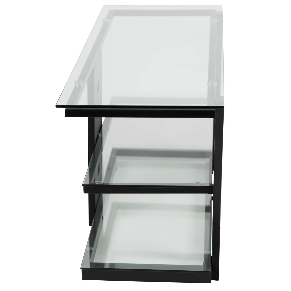 Glass TV Stand with Black Metal Frame G48946