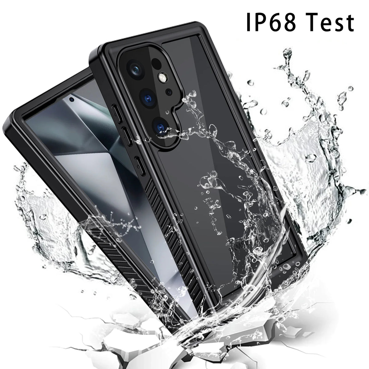 Black Waterproof Rugged Phone Case with Screen Protector Y930318