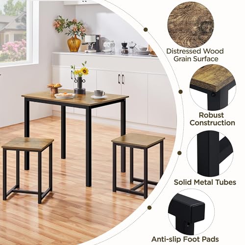 3 Piece Dining Table & Chair Set Gray N322